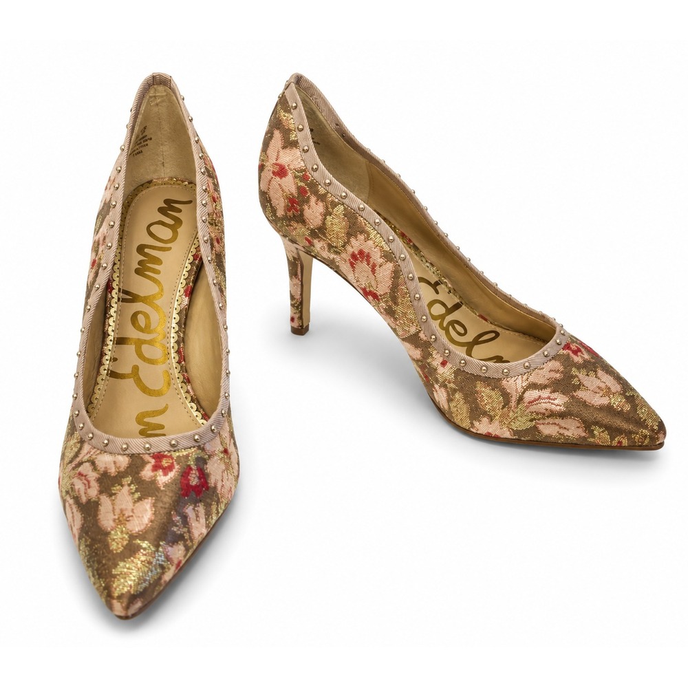 Sam Edleman Tiana‎ Womens Pumps Size 7M Brown Floral Brocade Fabric